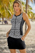 Sleeveless Geometric Print Zip Front Dress