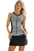 Sleeveless Geometric Print Zip Front Dress