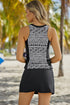 Sleeveless Geometric Print Zip Front Dress