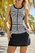 Sleeveless Geometric Print Zip Front Dress
