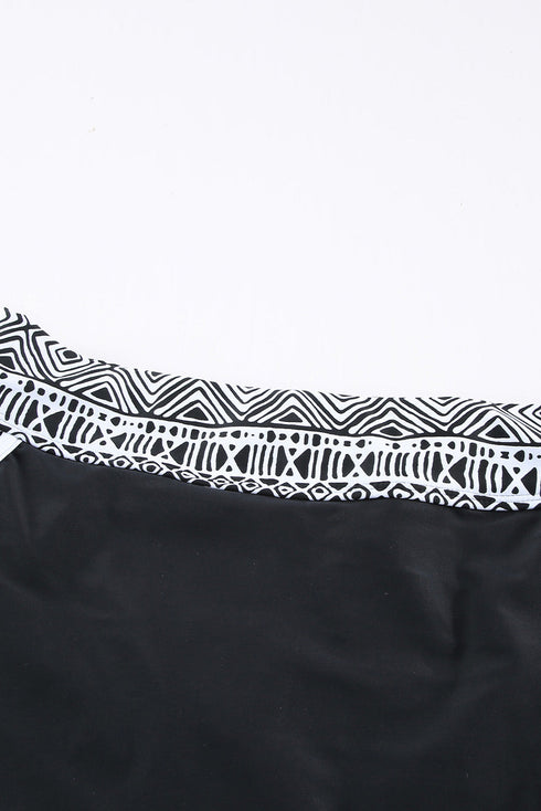 Sleeveless Geometric Print Zip Front Dress