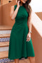 Sleeveless High Neck Ruched Waist Midi Dress