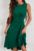 Sleeveless High Neck Ruched Waist Midi Dress
