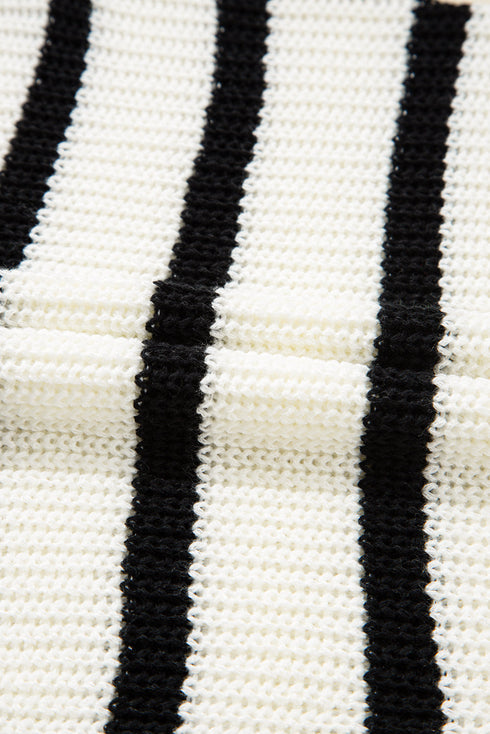 Sleeveless High Neck Striped Ruched Knit Dress