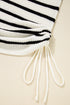 Sleeveless High Neck Striped Ruched Knit Dress