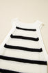 Sleeveless High Neck Striped Ruched Knit Dress
