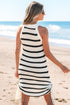 Sleeveless High Neck Striped Ruched Knit Dress