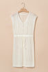 Sleeveless Hollow Out Drawstring Waist Knit Cover Up Dress