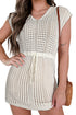Sleeveless Hollow Out Drawstring Waist Knit Cover Up Dress