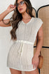 Sleeveless Hollow Out Drawstring Waist Knit Cover Up Dress