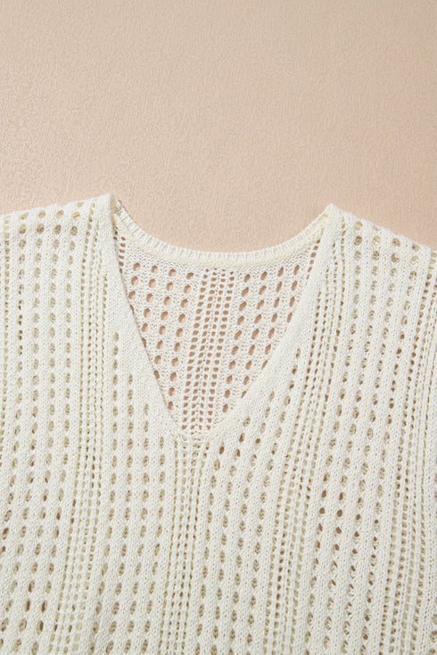 Sleeveless Hollow Out Drawstring Waist Knit Cover Up Dress