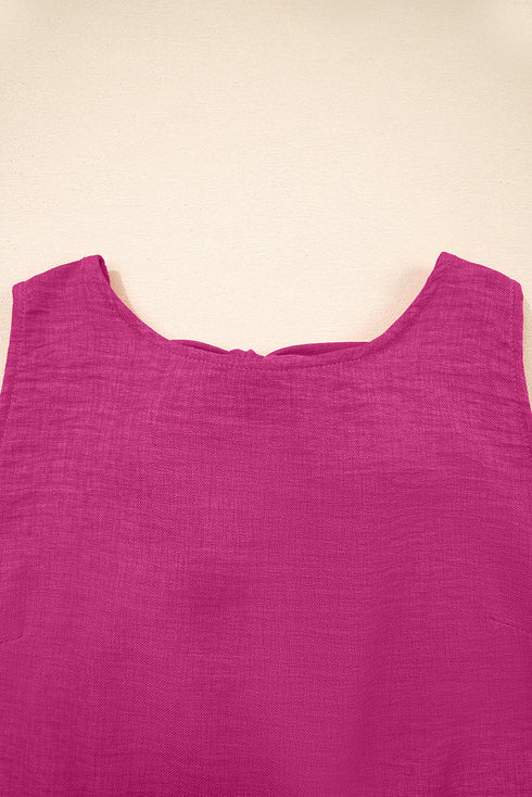 Sleeveless Knot Scoop Back Ruffle Hem Mini Dress