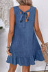 Sleeveless Knot Scoop Back Ruffle Hem Mini Dress