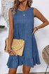 Sleeveless Knot Scoop Back Ruffle Hem Mini Dress
