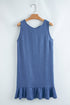 Sleeveless Knot Scoop Back Ruffle Hem Mini Dress