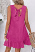 Sleeveless Knot Scoop Back Ruffle Hem Mini Dress