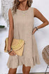 Sleeveless Knot Scoop Back Ruffle Hem Mini Dress