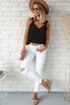 Sleeveless Knot Shoulder V Neck Woven Tank Top