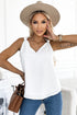 Sleeveless Knot Shoulder V Neck Woven Tank Top