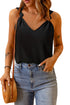 Sleeveless Knot Shoulder V Neck Woven Tank Top