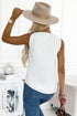 Sleeveless Knot Shoulder V Neck Woven Tank Top