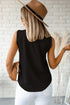 Sleeveless Knot Shoulder V Neck Woven Tank Top