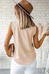Sleeveless Knot Shoulder V Neck Woven Tank Top