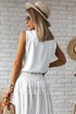 Sleeveless Knot Shoulder V Neck Woven Tank Top