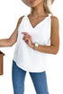 Sleeveless Knot Shoulder V Neck Woven Tank Top