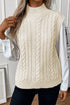 Sleeveless Mock Neck Cable Knit Sweater Top