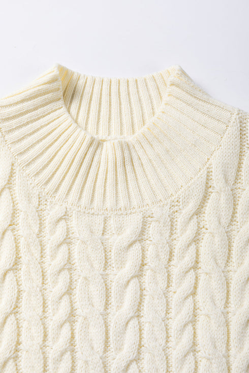 Sleeveless Mock Neck Cable Knit Sweater Top