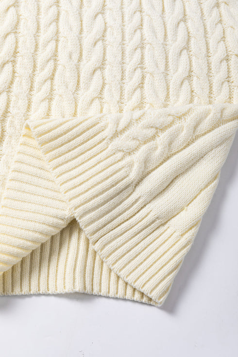 Sleeveless Mock Neck Cable Knit Sweater Top