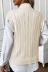 Sleeveless Mock Neck Cable Knit Sweater Top