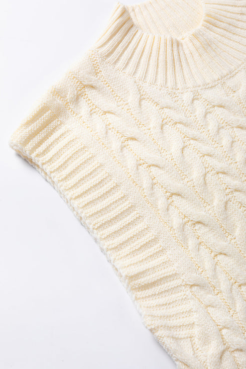 Sleeveless Mock Neck Cable Knit Sweater Top