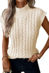 Sleeveless Mock Neck Cable Knit Sweater Top