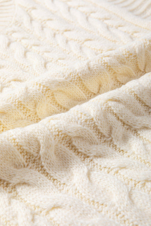 Sleeveless Mock Neck Cable Knit Sweater Top
