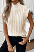 Sleeveless Mock Neck Cable Knit Sweater Top