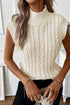 Sleeveless Mock Neck Cable Knit Sweater Top