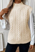 Sleeveless Mock Neck Cable Knit Sweater Top