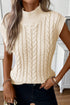 Sleeveless Mock Neck Cable Knit Sweater Top