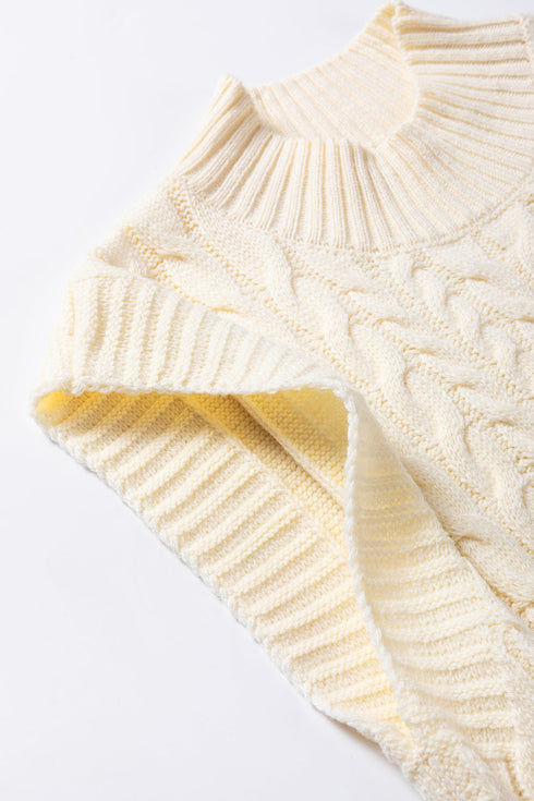 Sleeveless Mock Neck Cable Knit Sweater Top