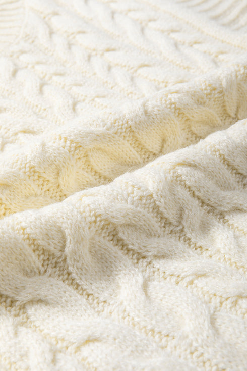 Sleeveless Mock Neck Cable Knit Sweater Top