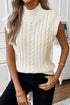 Sleeveless Mock Neck Cable Knit Sweater Top