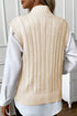 Sleeveless Mock Neck Cable Knit Sweater Top
