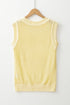 Sleeveless Open Stitch Crew Neck Knit Sweater Top