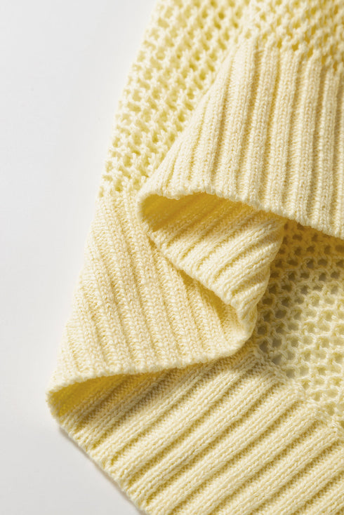 Sleeveless Open Stitch Crew Neck Knit Sweater Top