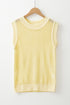 Sleeveless Open Stitch Crew Neck Knit Sweater Top