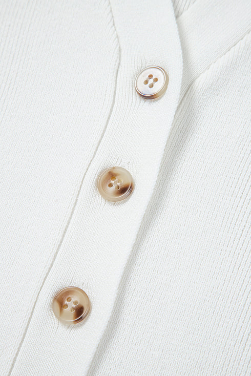 Sleeveless Ribbed Button Down V Neck Sweater Vest
