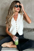 Sleeveless Ribbed Button Down V Neck Sweater Vest