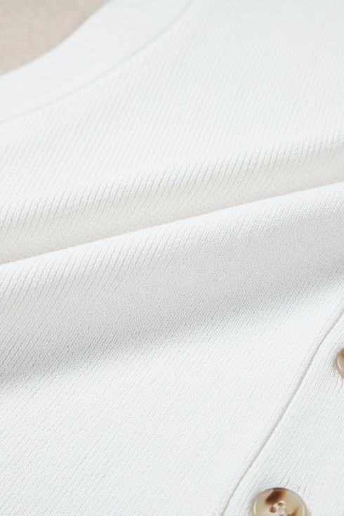 Sleeveless Ribbed Button Down V Neck Sweater Vest